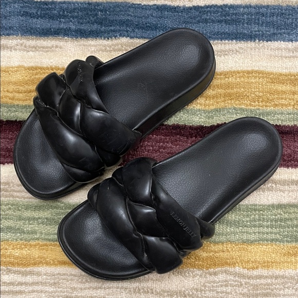 Lemon Jelly Shoes - Elegant Black Braided Slide Slippers
